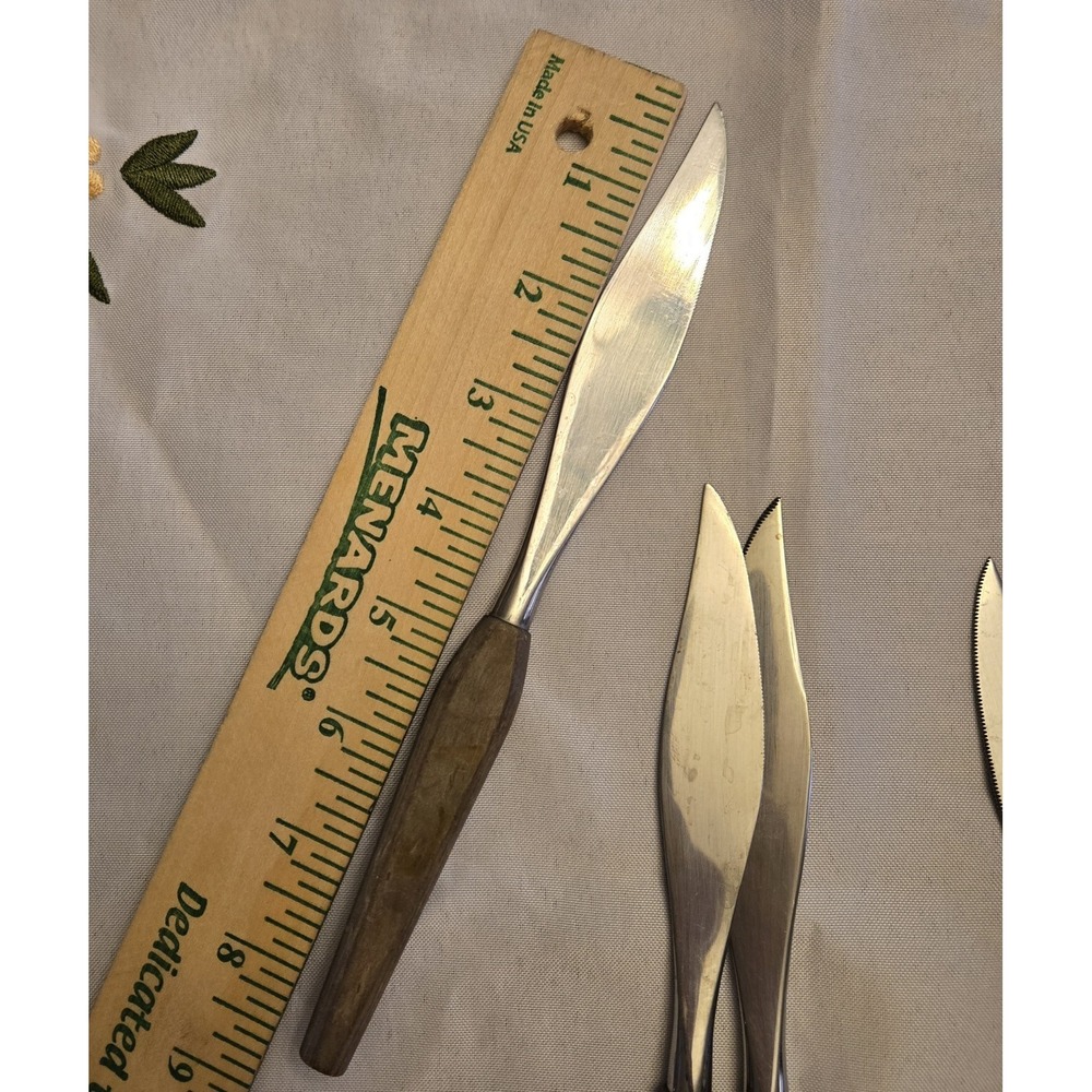 Fleetwood Designs MCM Teak Handles, Stainless Steel Butter Steak Knives Set of 4 - Picture 7 of 8